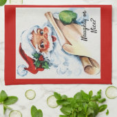 Weihnachten Vintager Weihnachtsklaus Naughty oder Geschirrtuch (Gefaltet)