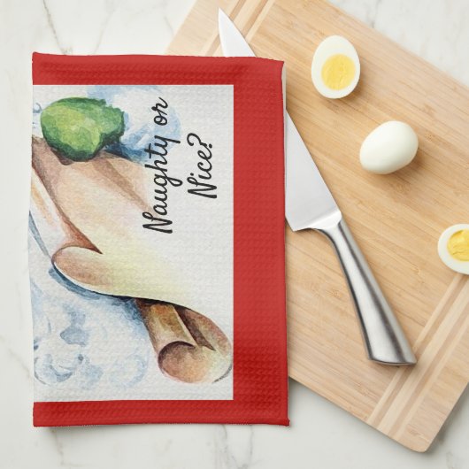 Weihnachten Vintager Weihnachtsklaus Naughty oder  Geschirrtuch (Viertel Falte)