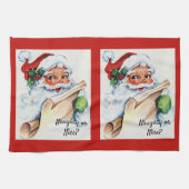 Weihnachten Vintager Weihnachtsklaus Naughty oder  Geschirrtuch (Horizontal)