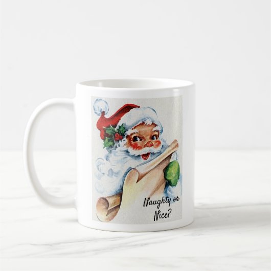 Weihnachten Vintager Weihnachtsklaus Naughty oder  Kaffeetasse (Links)