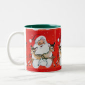 Weihnachten Vintager Weihnachtsmann, der zwei Städ Zweifarbige Tasse (Links)