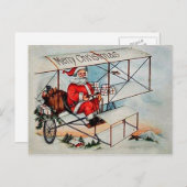 Weihnachten Vintager Weihnachtsmann im Flugzeug (Vorne/Hinten)