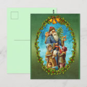 Weihnachten Vintager Weihnachtsmann/Kinder Weihnac Postkarte (Vorne/Hinten)