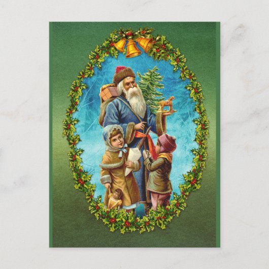 Weihnachten Vintager Weihnachtsmann/Kinder Weihnac Postkarte (Vorderseite)
