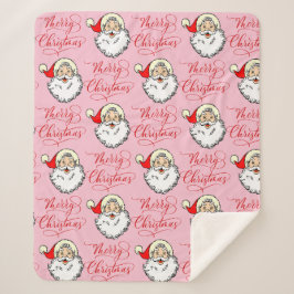 Weihnachten Vintager Weihnachtsmann Pink Fleece Bl Sherpadecke