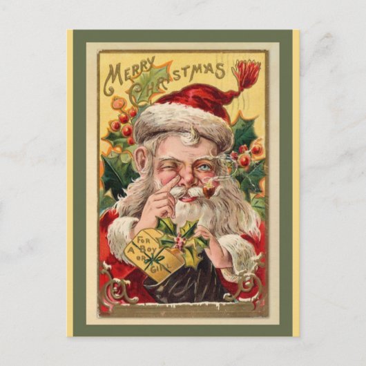 Weihnachten Vintager Weihnachtsmann Postkarte (Vorderseite)