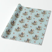 Weihnachten Vintager Welpen Hund Dusty Blue Patter Geschenkpapier (Ungerollt)