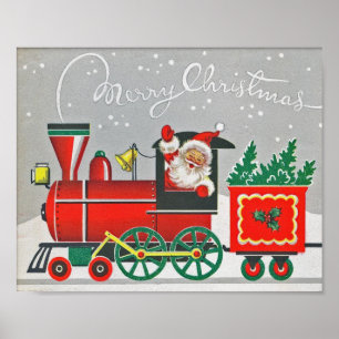 Weihnachten Vintager Zug Red Xmas Urlaub Poster