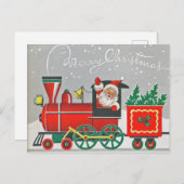 Weihnachten Vintager Zug Roter Weihnachtsfeiertag Postkarte (Vorne/Hinten)