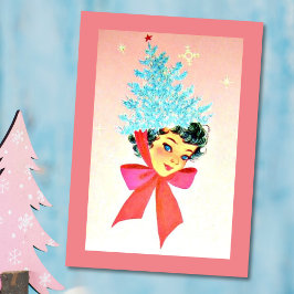 Weihnachten Vintages Mädchen Tragen Tree als Hut