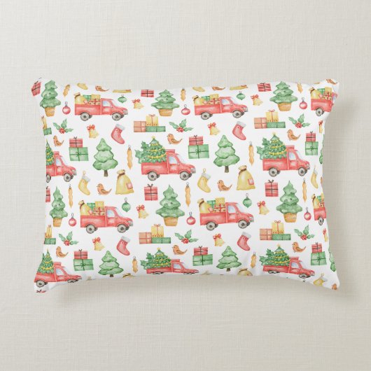 Weihnachten Vintages Rotlastmuster Dekokissen (Vorderseite)