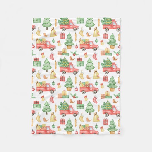Weihnachten Vintages Rotlastmuster Fleecedecke (Vorderseite)