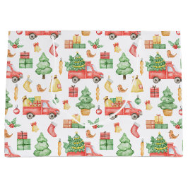 Weihnachten Vintages Rotlastmuster Große Geschenktüte