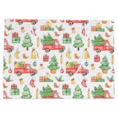 Weihnachten Vintages Rotlastmuster Große Geschenktüte (Rückseite)