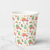 Weihnachten Vintages Rotlastmuster Pappbecher (Rückseite)