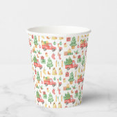 Weihnachten Vintages Rotlastmuster Pappbecher (Rechts)