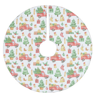 Weihnachten Vintages Rotlastmuster Polyester Weihnachtsbaumdecke