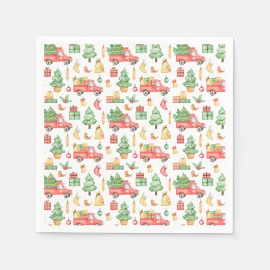 Weihnachten Vintages Rotlastmuster Serviette (Vorderseite)