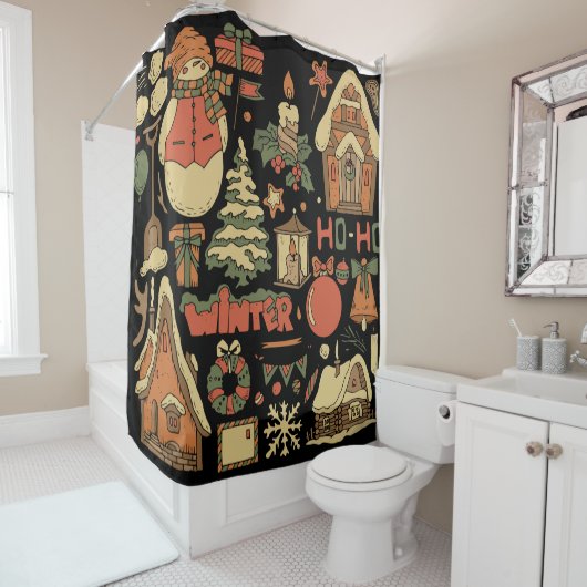 Weihnachten Vintages Set 1 Duschvorhang (Beispiel)