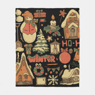 Weihnachten Vintages Set 1 Fleecedecke