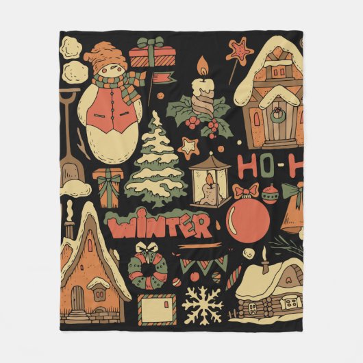 Weihnachten Vintages Set 1 Fleecedecke (Vorderseite)