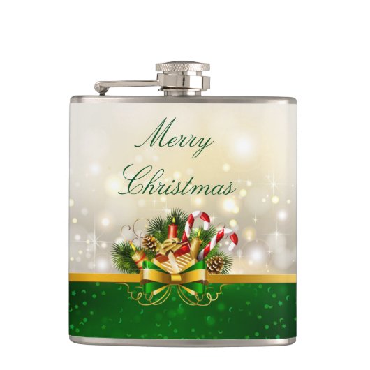 Weihnachten Vinyl Wrapped Flask/Candles Flachmann (Vorderseite)