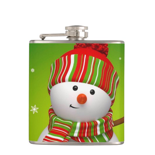 Weihnachten Vinyl Wrapped Flask / Snowman Flachmann (Vorderseite)