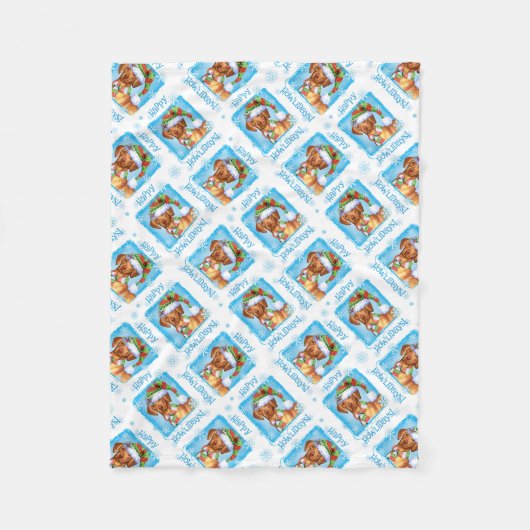 Weihnachten Vizsla Fleecedecke (Vorderseite)