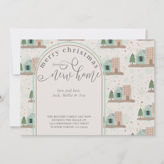 Weihnachten von New House Village Apartment Moving Ankündigung (Vorderseite)
