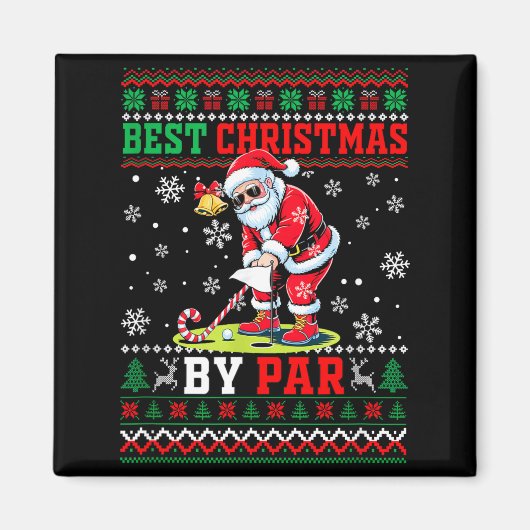 Weihnachten von Par Santa Pullover spielt Golf Gol Magnet (Vorne)