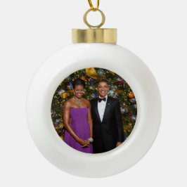 Weihnachten von Präsident Barack Obama und Michell Keramik Kugel-Ornament
