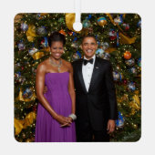 Weihnachten von Präsident Barack Obama und Michell Ornament Aus Metall (Rückseite)