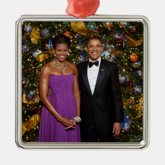 Weihnachten von Präsident Barack Obama und Michell Ornament Aus Metall (Vorne)