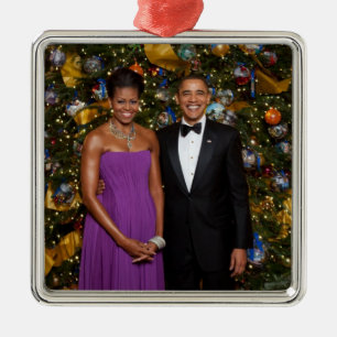 Weihnachten von Präsident Barack Obama und Michell Ornament Aus Metall