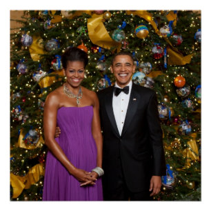 Weihnachten von Präsident Barack Obama und Michell Poster