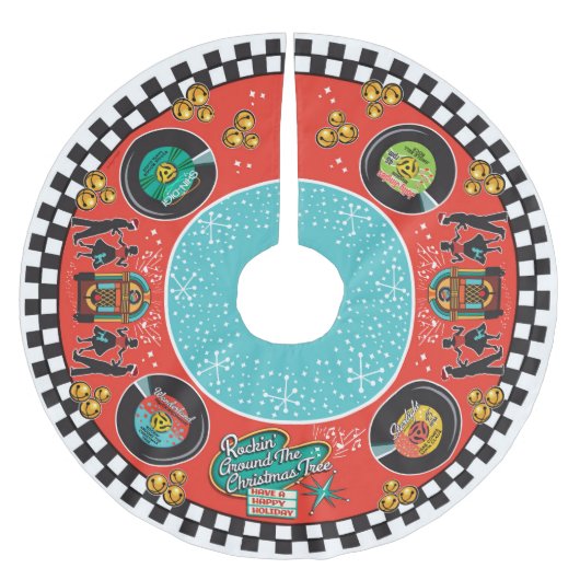 Weihnachten von Rockin in den 1950er Jahren Polyester Weihnachtsbaumdecke (Vorderseite)