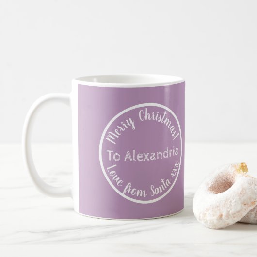 Weihnachten von Santa Personalisiert Lila Lilac Kaffeetasse (Mit Donut)