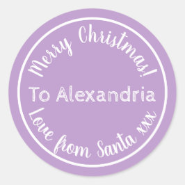 Weihnachten von Santa Personalisiert Lila Lilac Runder Aufkleber