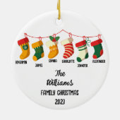 Weihnachten von sechs Personen mit 6 individuellen Keramik Ornament (Hinten)