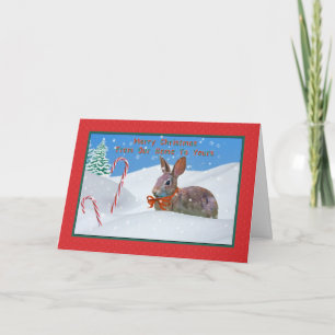 Weihnachten, von unserem Zuhause, Kaninchen, Feiertagskarte