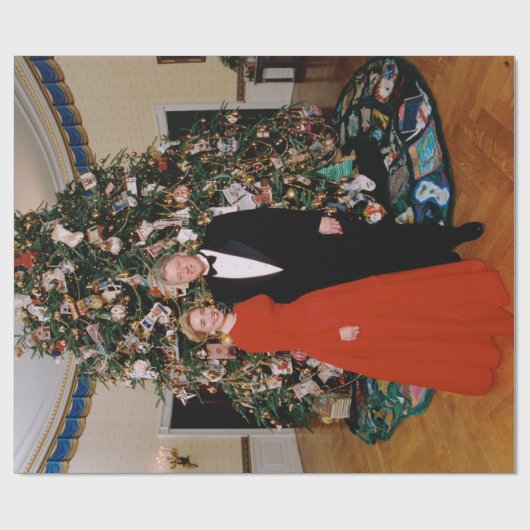 Weihnachten von US-Präsident Bill Clinton & Hillar Geschenkpapier (Flach)