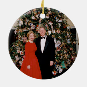 Weihnachten von US-Präsident Bill Clinton & Hillar Keramik Ornament