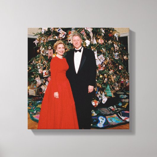 Weihnachten von US-Präsident Bill Clinton & Hillar Leinwanddruck (Vorderseite)