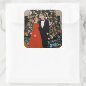 Weihnachten von US-Präsident Bill Clinton & Hillar Quadratischer Aufkleber (Tasche)