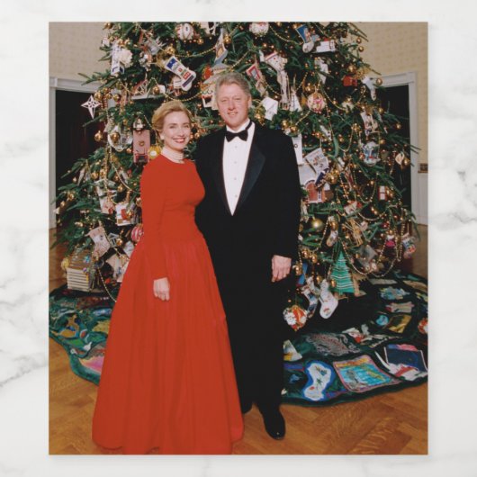 Weihnachten von US-Präsident Bill Clinton & Hillar Weinetikett (Einzelnes Label)