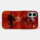 Weihnachten von Zierpflanzen mit Sternen auf Rot Case-Mate iPhone Hülle (Rückseite (Horizontal))