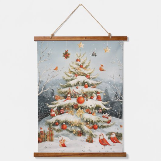 Weihnachten Wandteppich Mit Holzrahmen (Vorderseite)