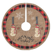 Weihnachten - Warme Winterwünsche - Schneemann Polyester Weihnachtsbaumdecke (Vorderseite)