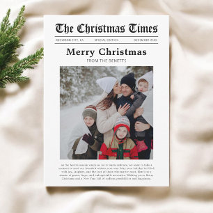 Weihnachten, was für ein Jahr Zeitung Foto Feiertagskarte