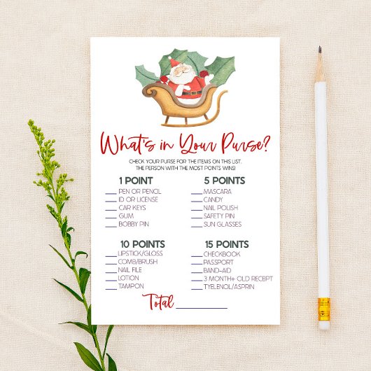 Weihnachten Was ist in Purse Baby Duschspiel Briefpapier